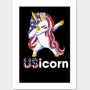 USA Flag Dabbing Unicorn Dress Stuff 4th of July G Posters and Art